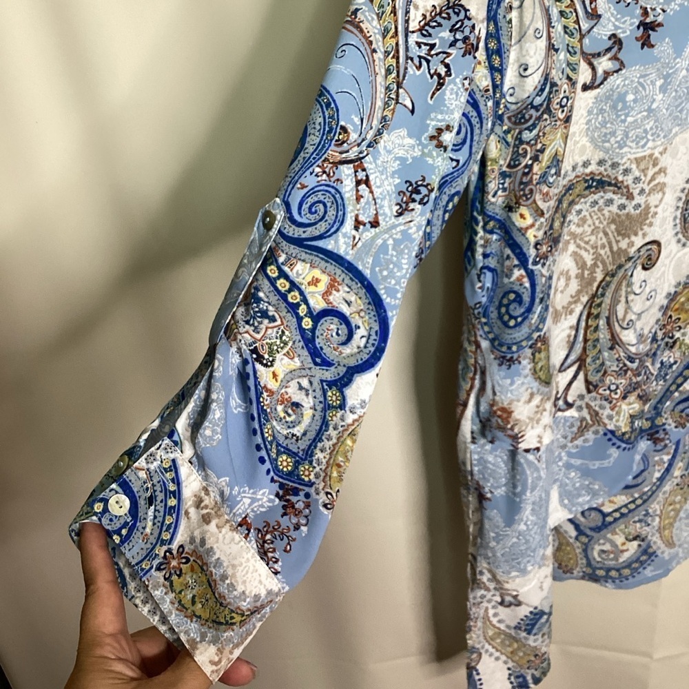 Chico's plus size 3 16 18 2X Blue and White Asymmetrical Tunic Fall Top - Picture 10 of 16